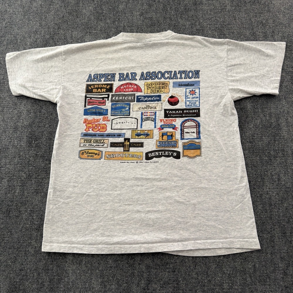 Vintage 1994 Aspen Bar Association T-Shirt Grey L Single Stitch